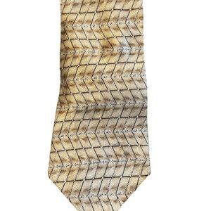 Bellini Gold and Black Silk Geometric Men's Tie